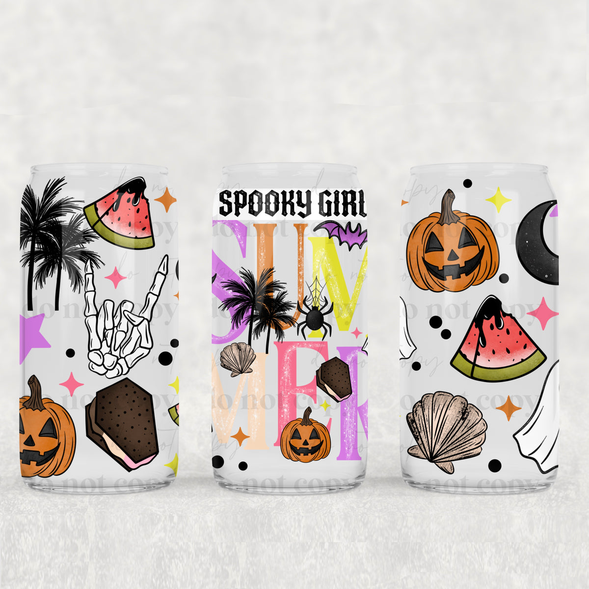 Spooky Girl Summer 16 Oz Glass Wrap