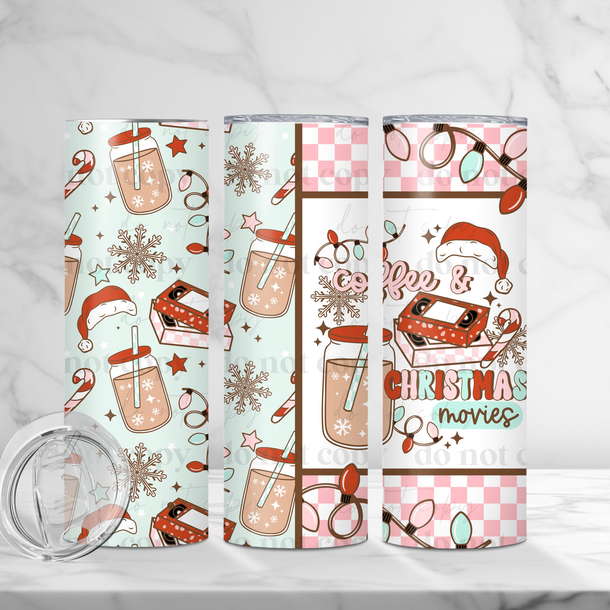 Coffee and Christmas Movies 20 oz Tumbler Wrap