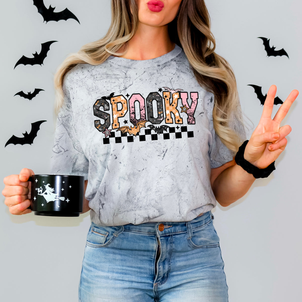 Spooky Grunge Patterned bats PNG