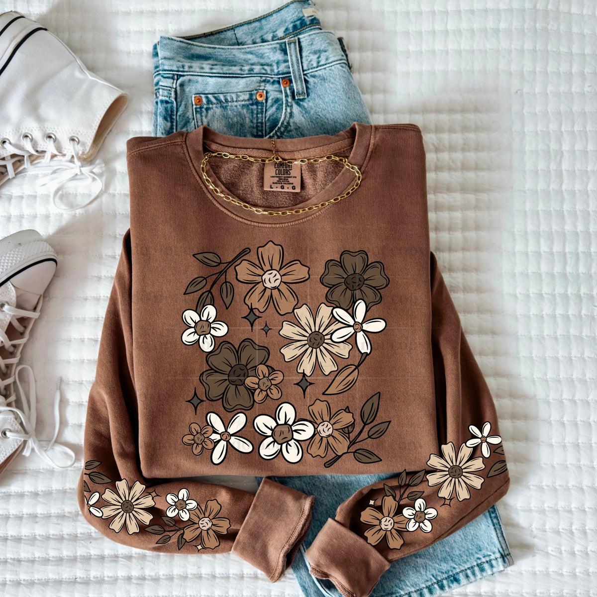 Brown florals w/ Sleeves PNG