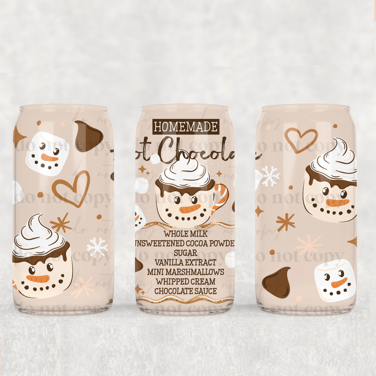 Hot Cocoa Recipe 16oz Glass Wrap