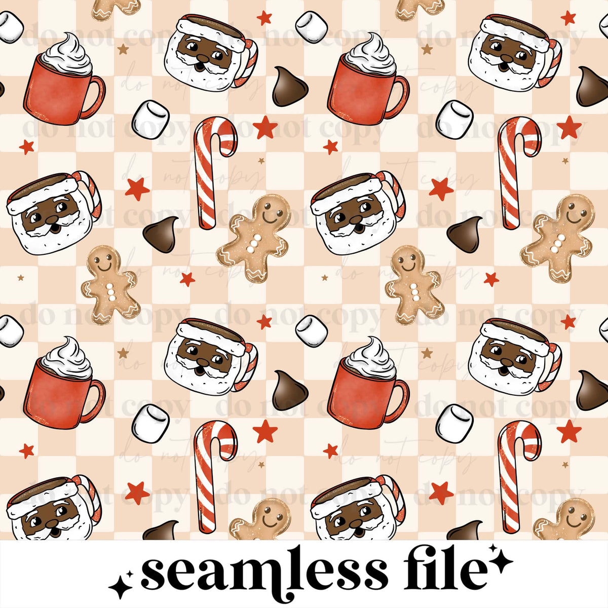 Merry Hot Cocoa Dark Skin Tone Seamless
