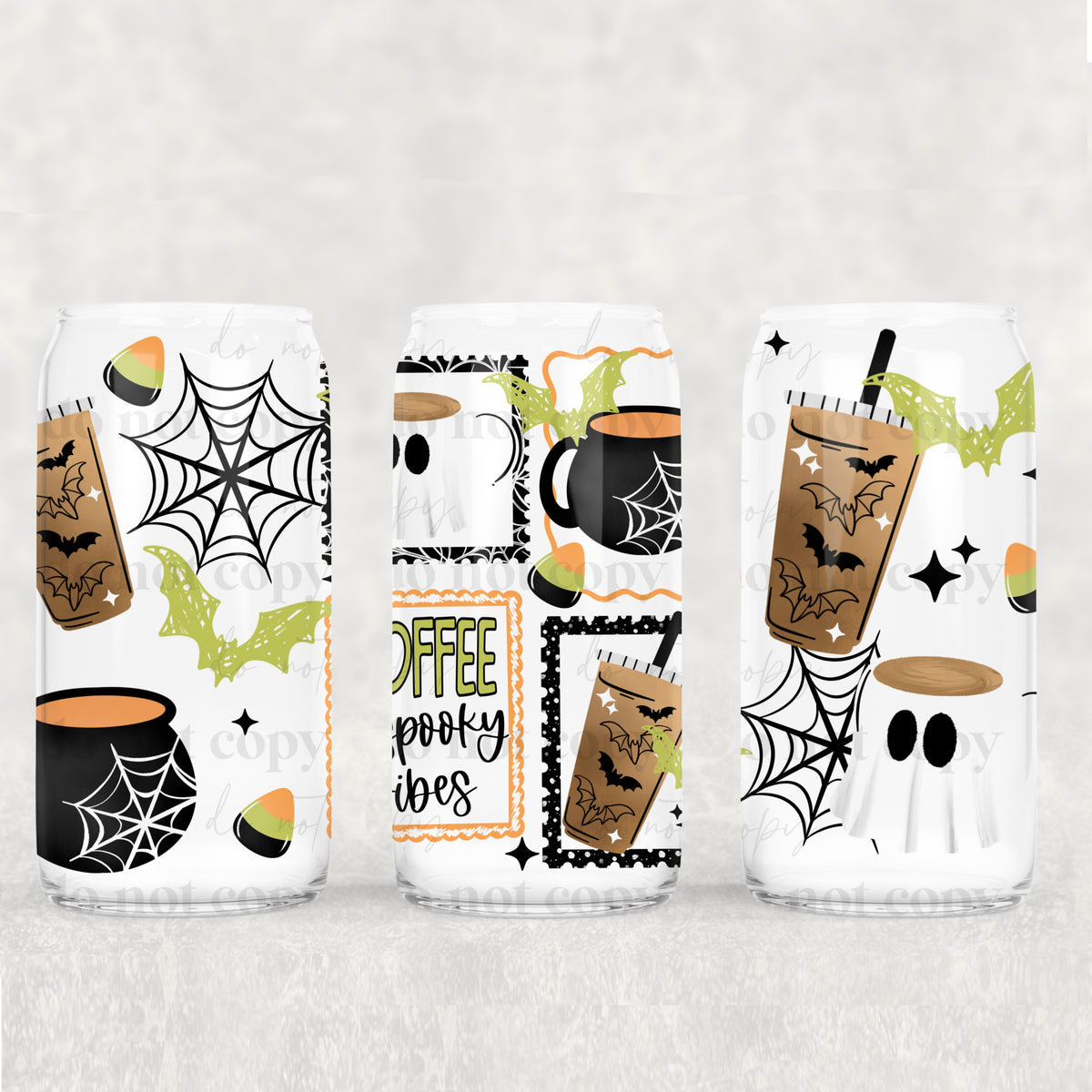 Coffee Spooky Vibes 16 Oz Glass Wrap
