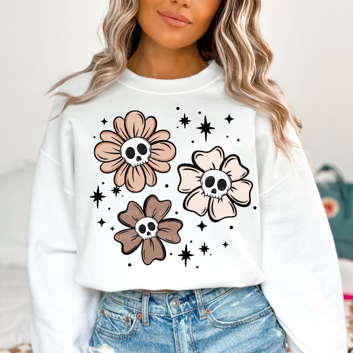 Skull Positive florals PNG with and without words