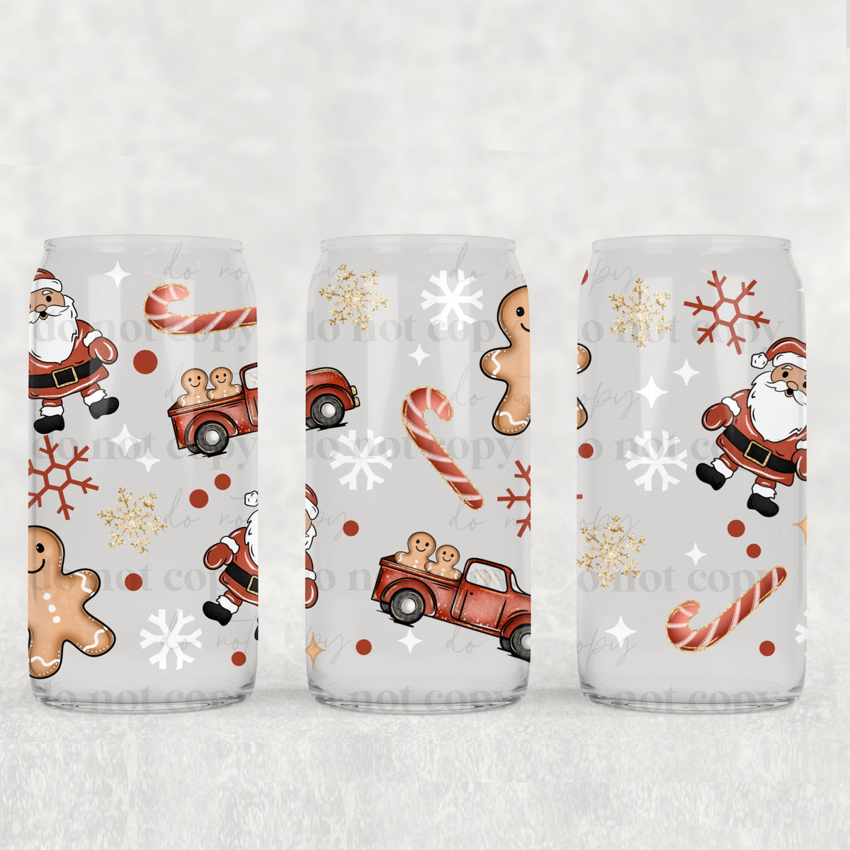 Santa with 2 skin tones 16oz Glass Wrap