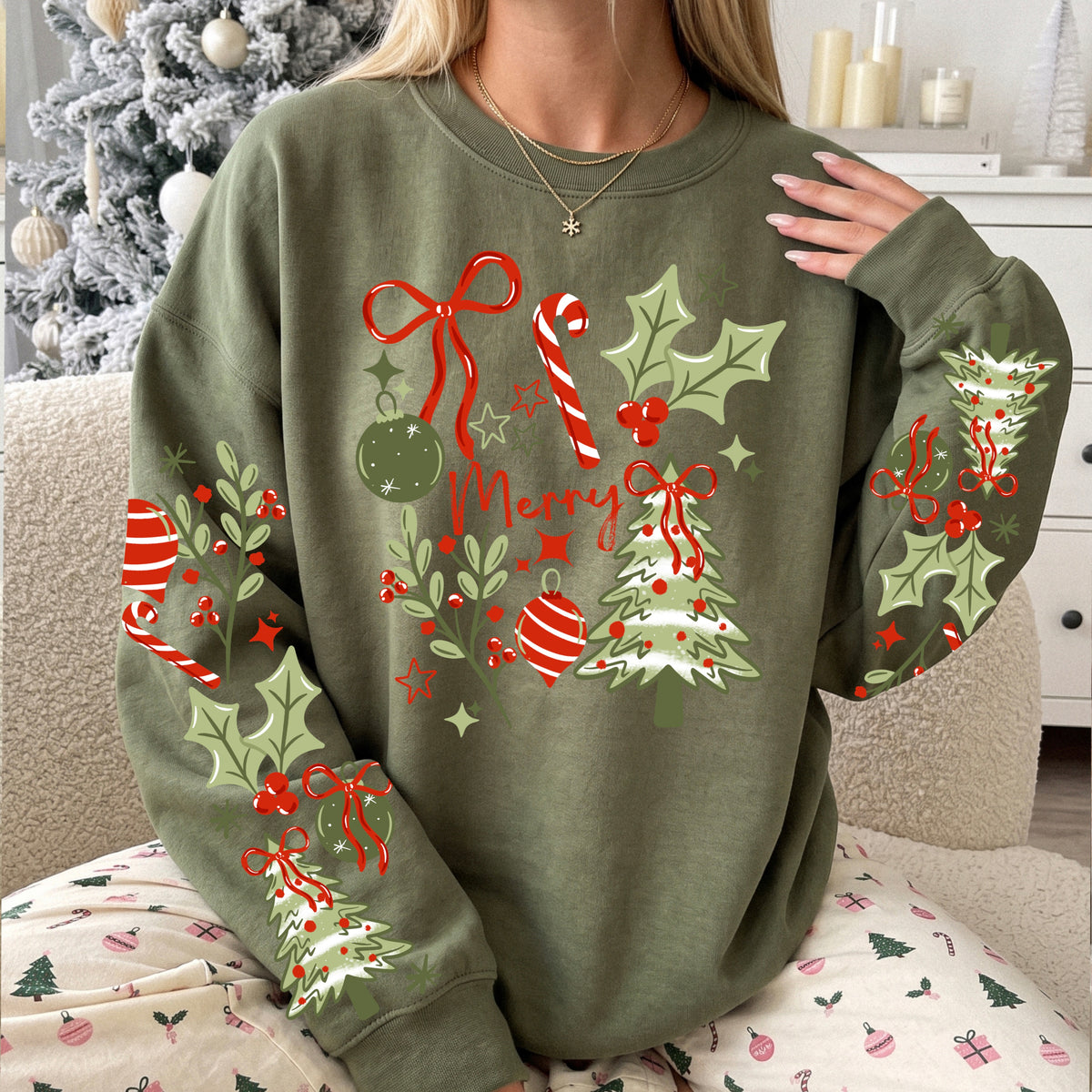Merry tree and Holly w/ Sleeves PNG