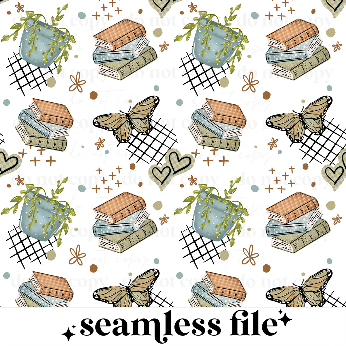 Books and Plant Seamless