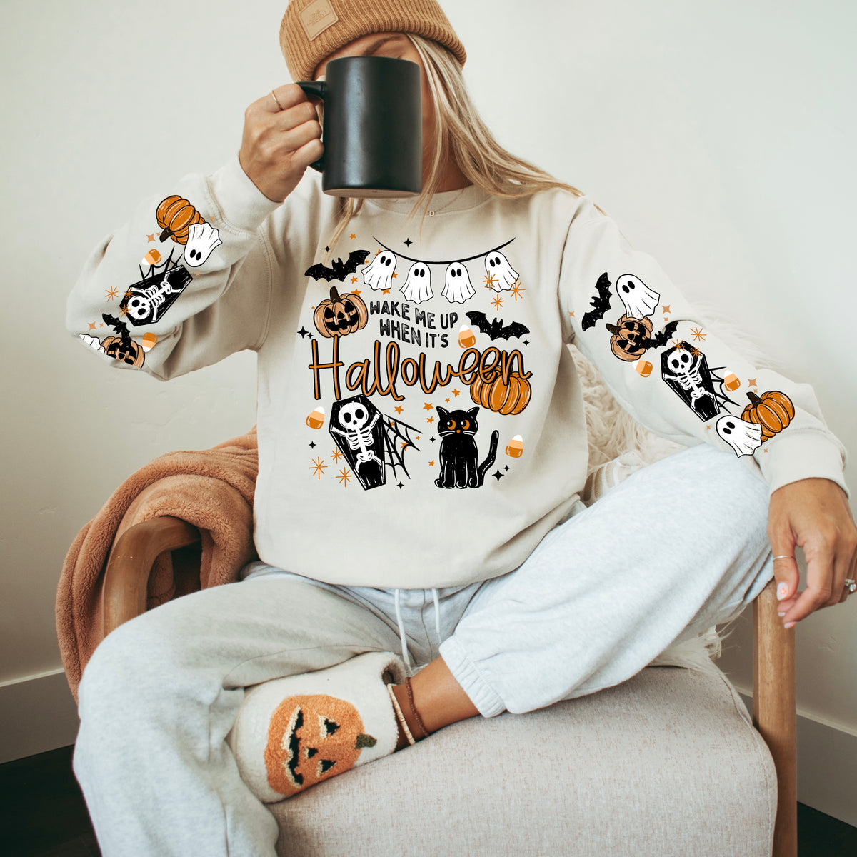 Wake Me Up When It’s Halloween  w/ Sleeves PNG