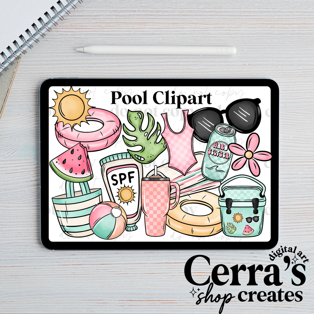 Pool Days Clipart set
