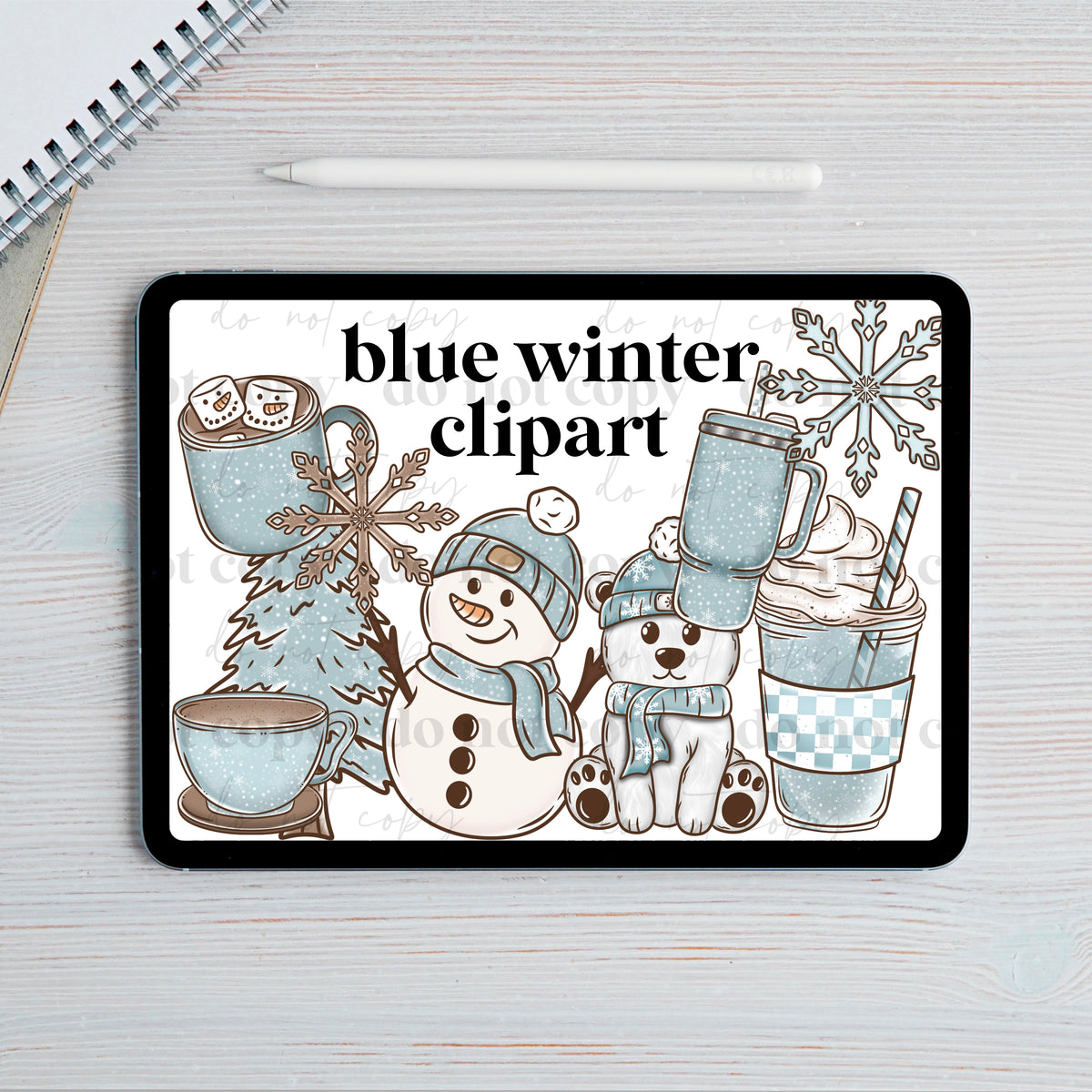 Blue winter clipart set