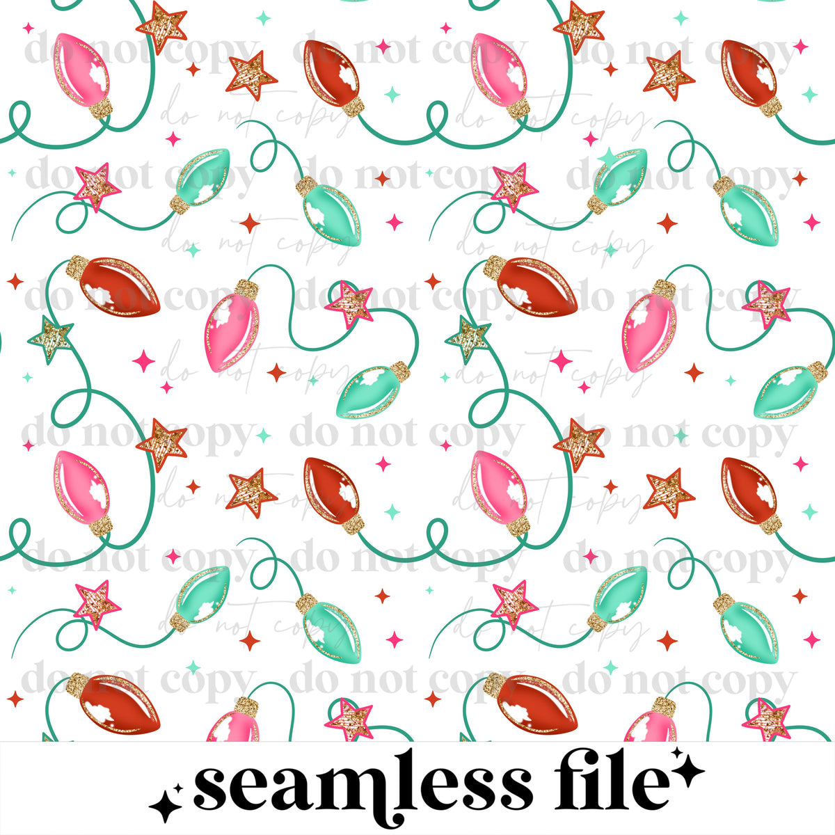 Christmas Lights white background Seamless