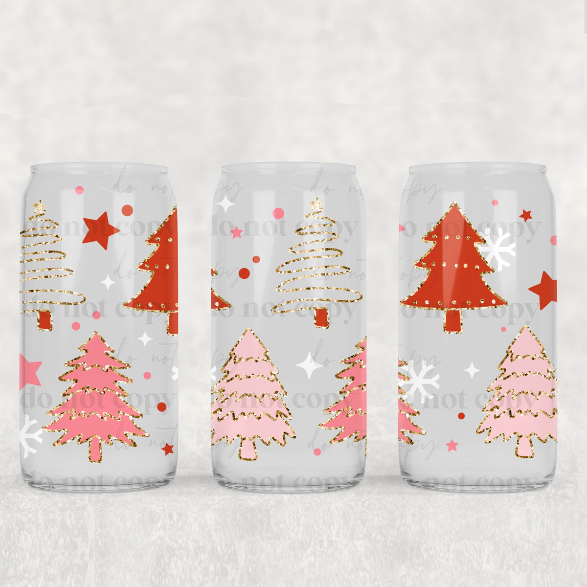 Red and pink Trees 16 Oz glass wrap