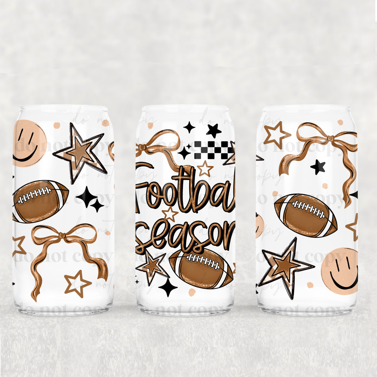 Football Season bow 16oz Glass Wrap