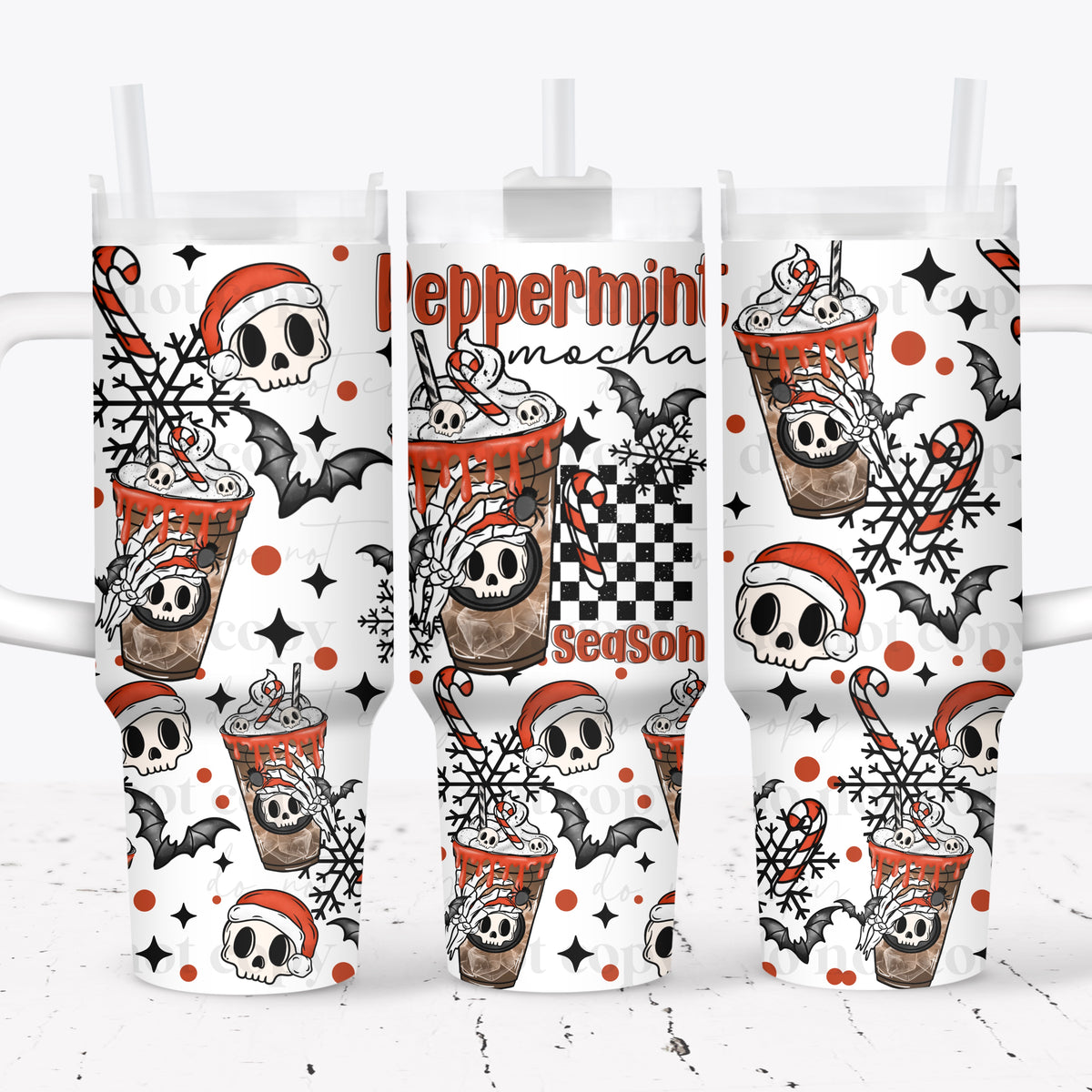 Peppermint Mocha Skellie 40oz Tumbler Wrap
