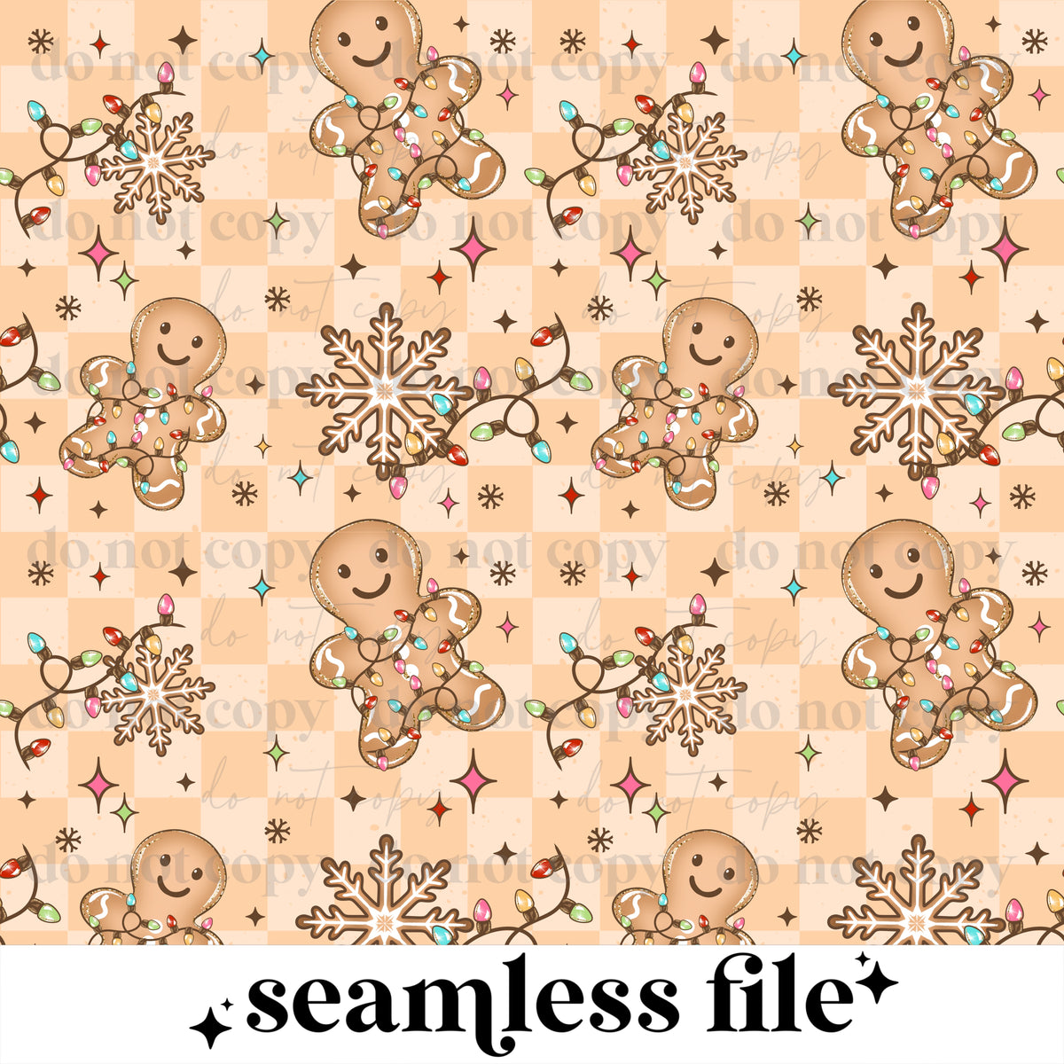 Gingerbread Christmas lights Seamless