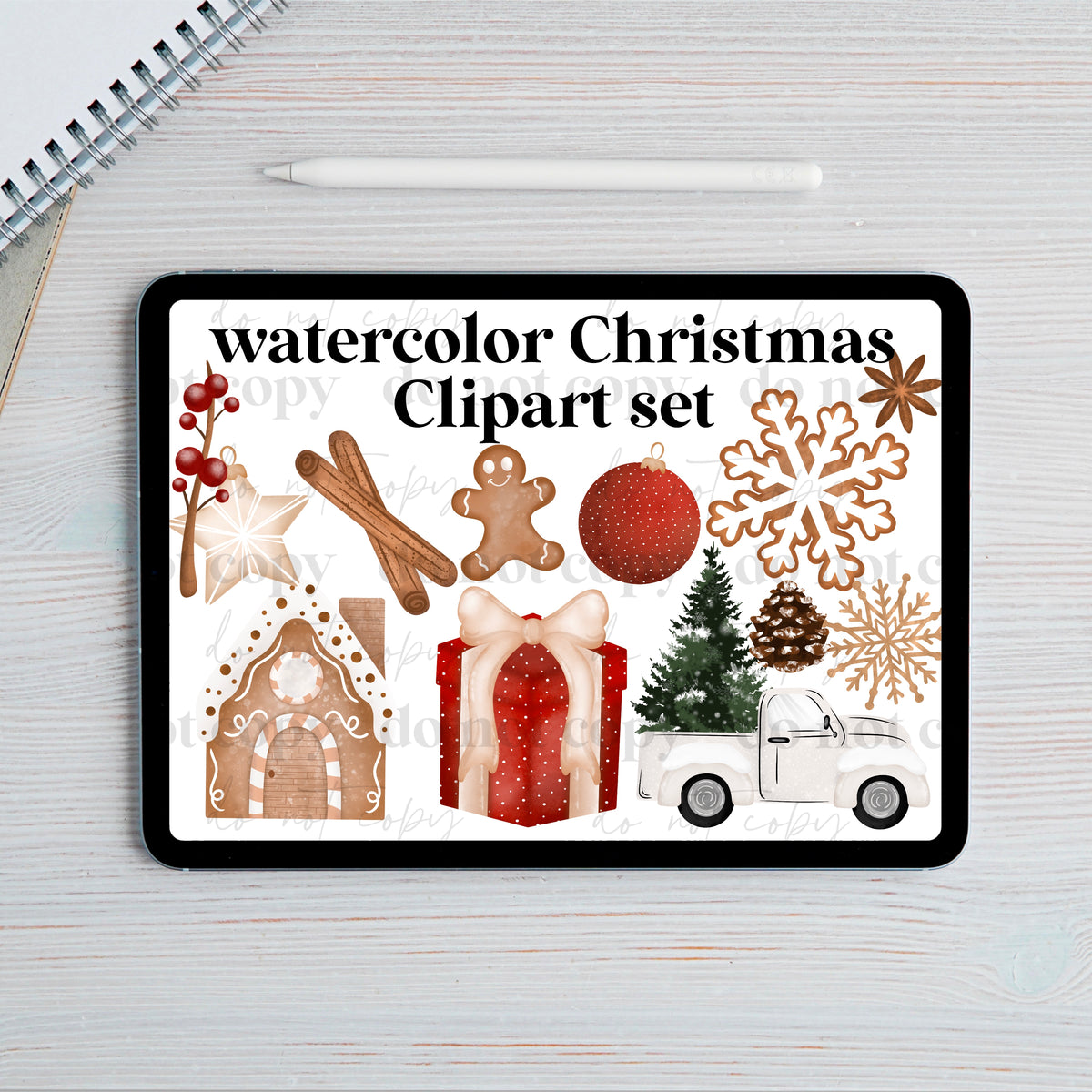 Watercolor christmas clipart