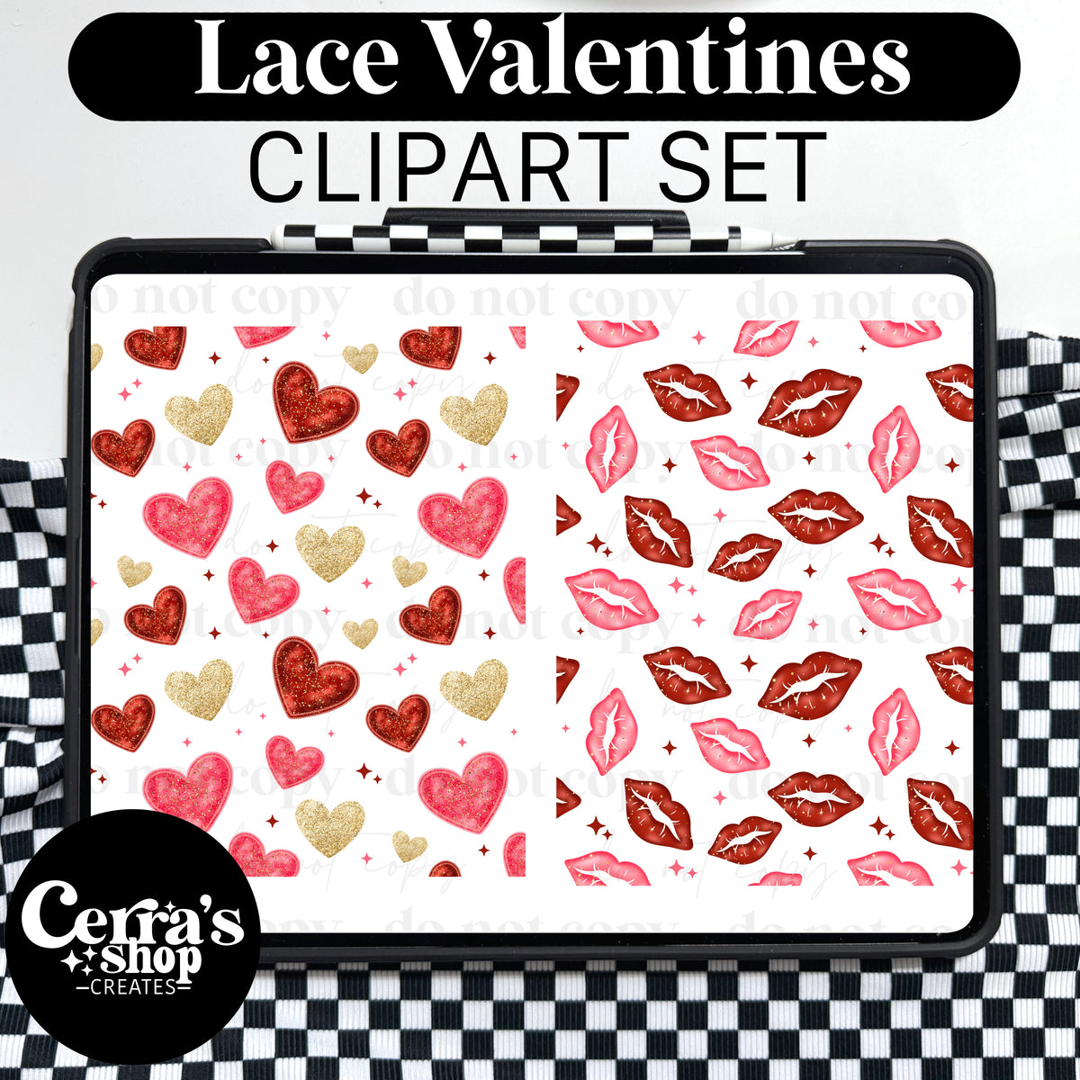 Lace Valentines Clipart set