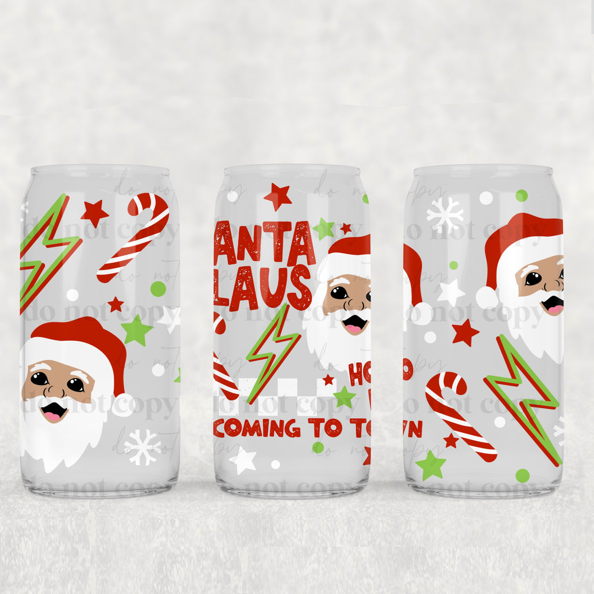 Santa Claus boy 16oz Glass Wrap (2 skin tones)