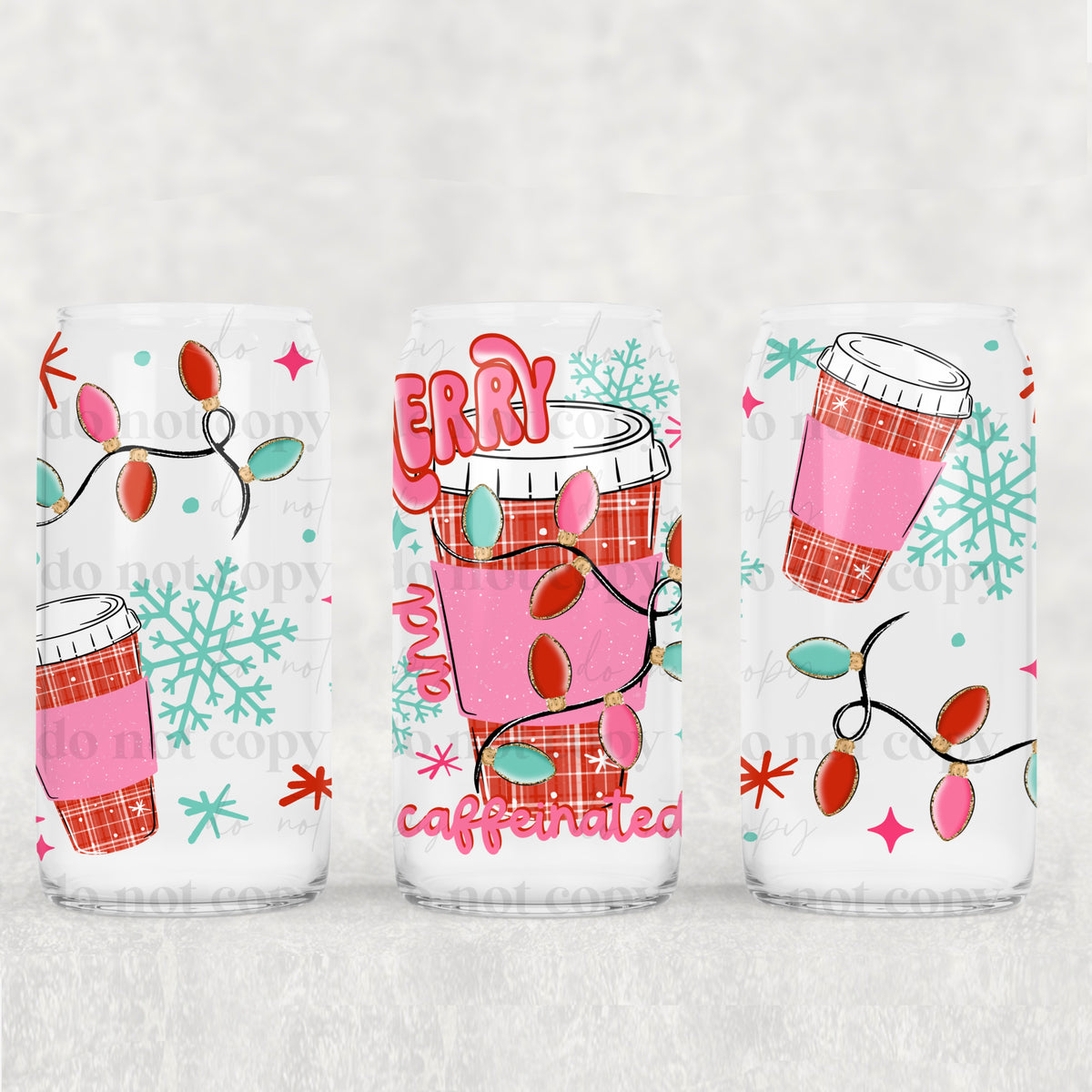 Merry and Caffeinated 16oz Glass Wrap
