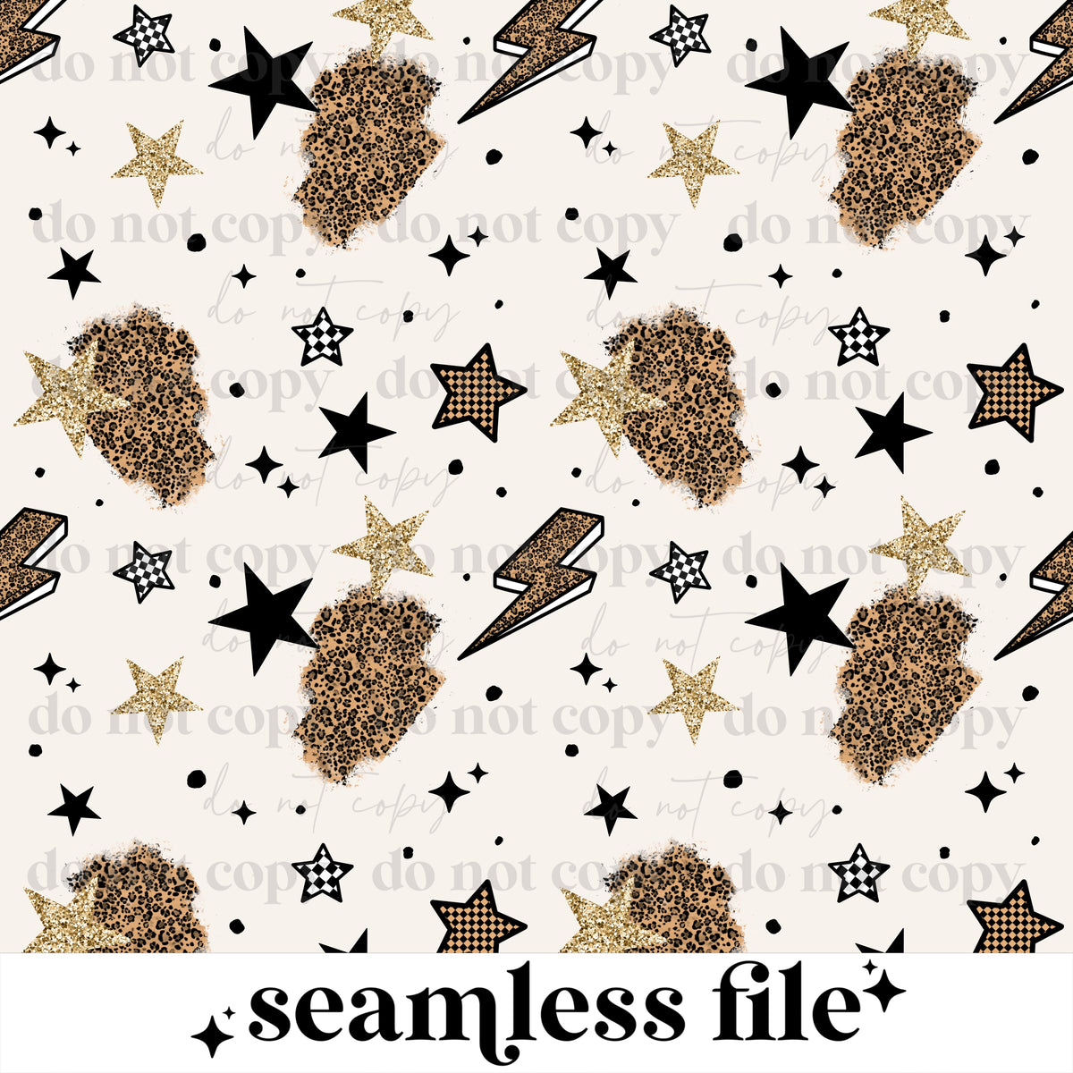 Leopard stars and bolts Seamless