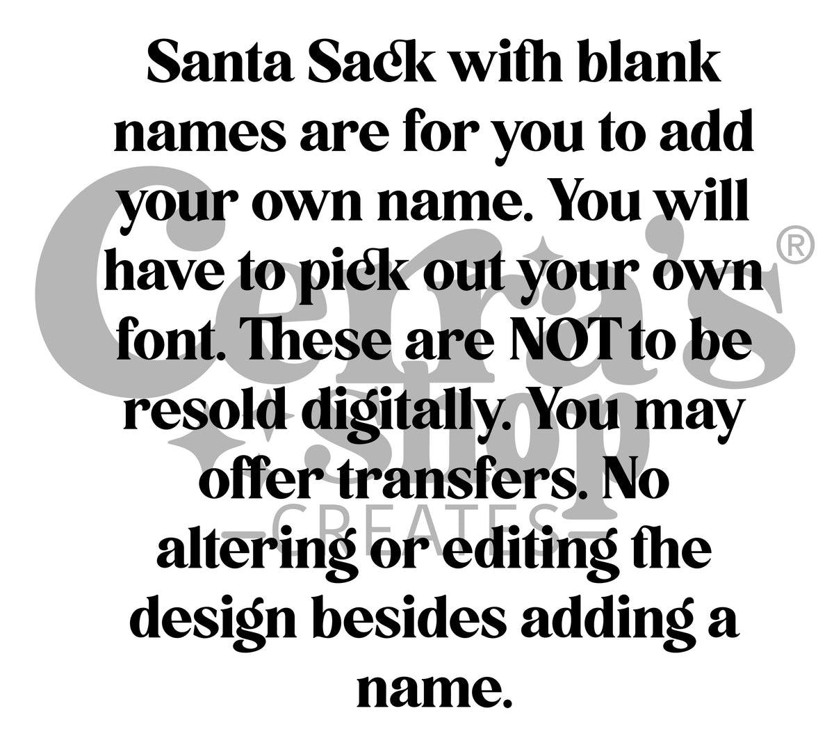 Santa Sack w/ name blank (you add the name in your own font) PNG