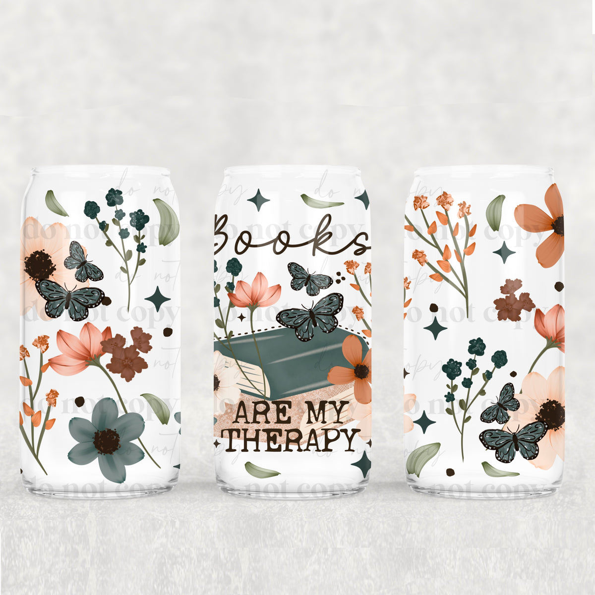 Books are my therapy 16oz Glass Wrap