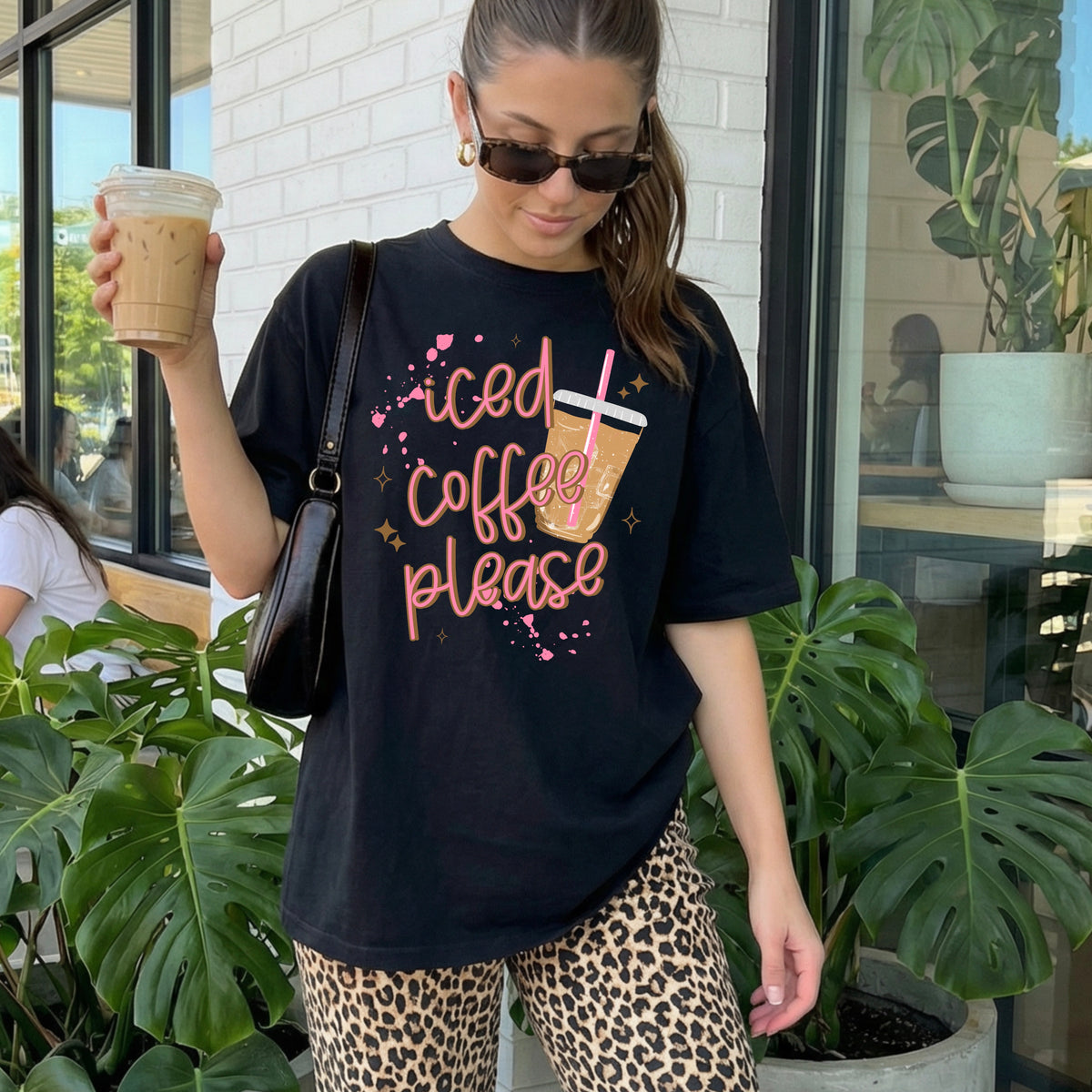 Iced coffee please pink PNG