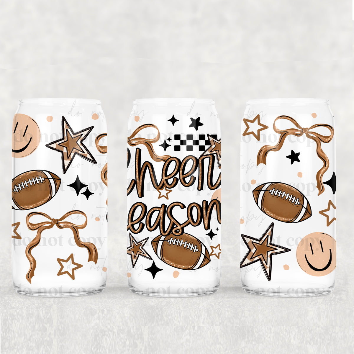 Cheer Season bow 16oz Glass Wrap