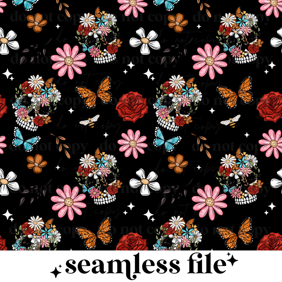 Floral Skull Seamless