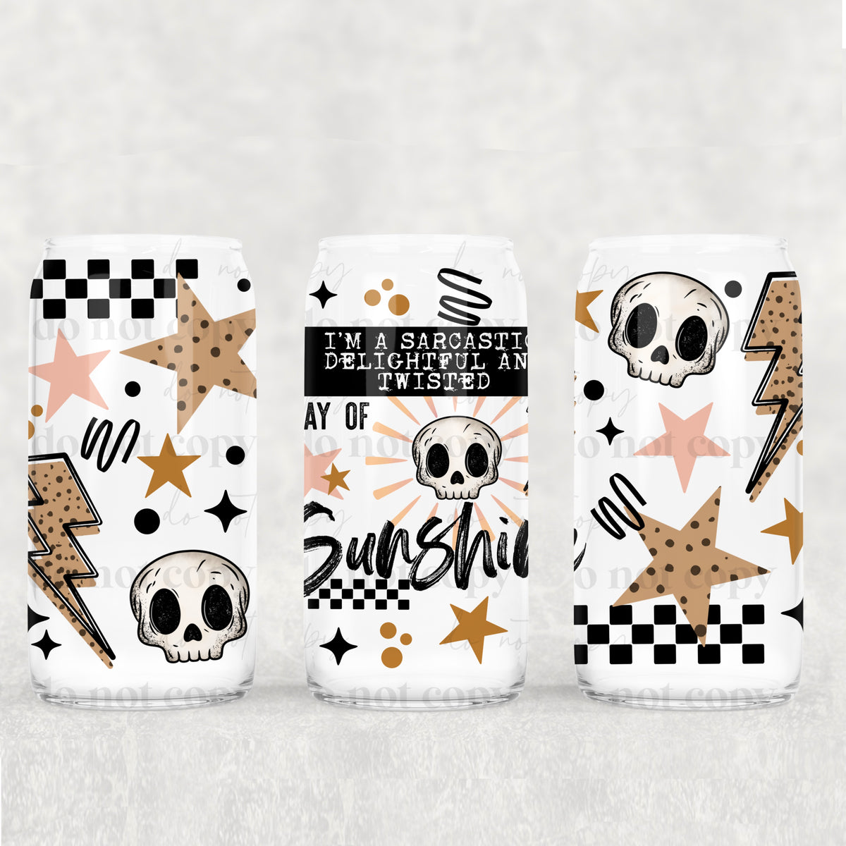 Sarcastic Delightful Ray of sunshine 16oz Glass Wrap