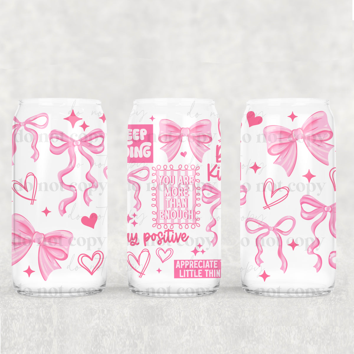 Keep Going Pink Collage 16oz Glass Wrap