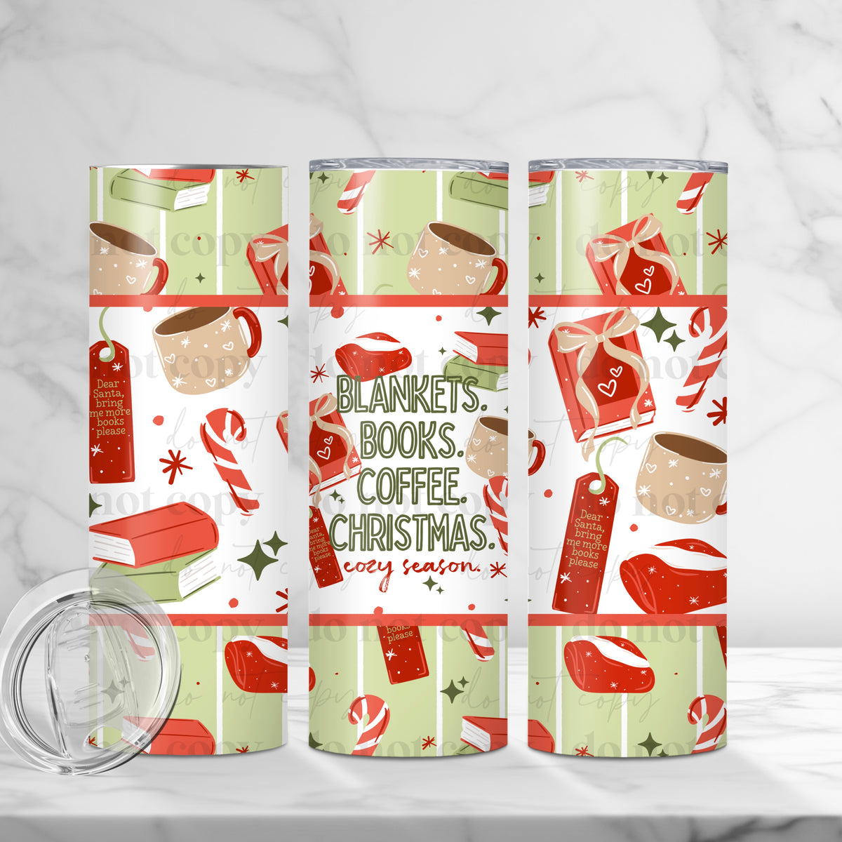 Blankets Books Coffee Christmas Tumbler Wrap