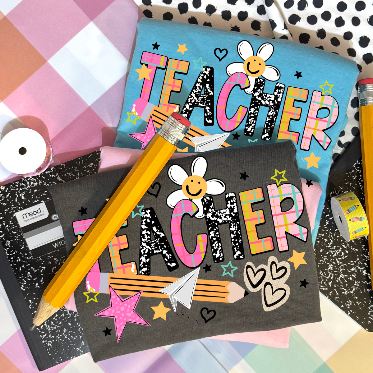 Teacher with happy flower PNG