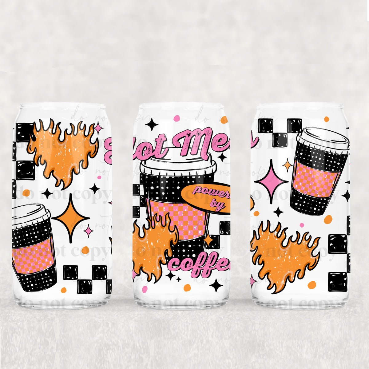 Hot Mess Coffee 16oz Glass Wrap