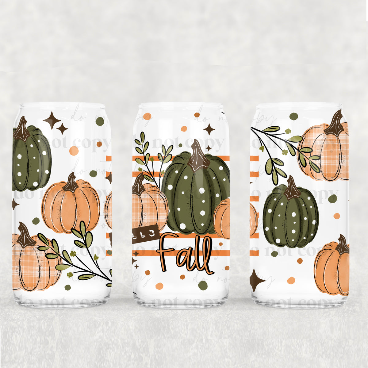 Hello Fall Pumpkins 16oz Glass Wrap