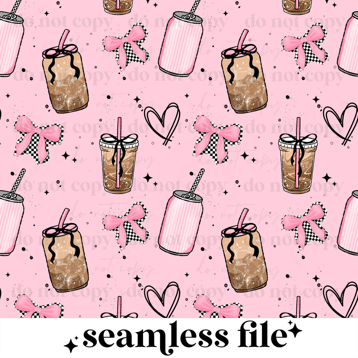 Iced Coffee and bows Seamless