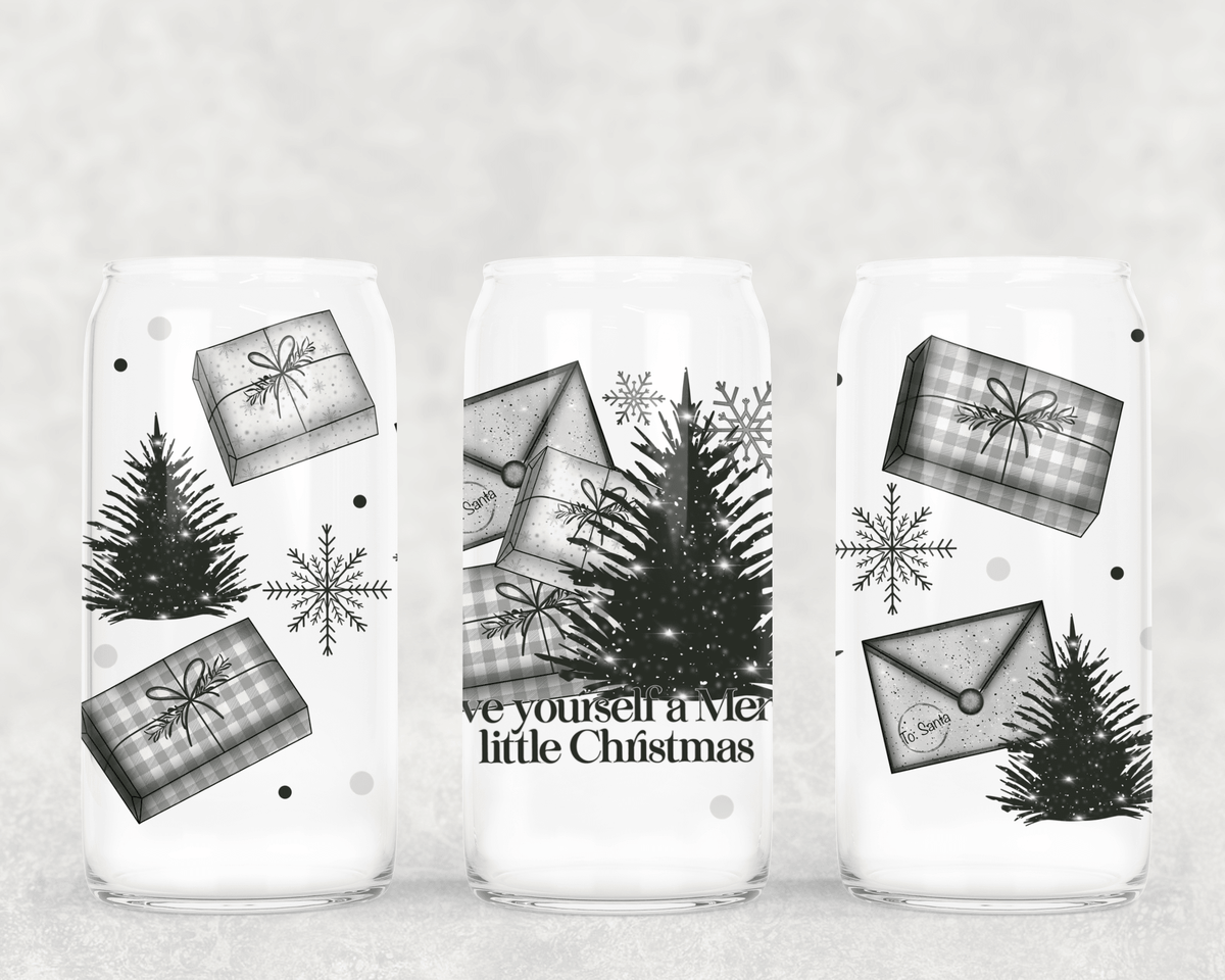 Merry Little Christmas 16oz Glass Can Wrap PNG