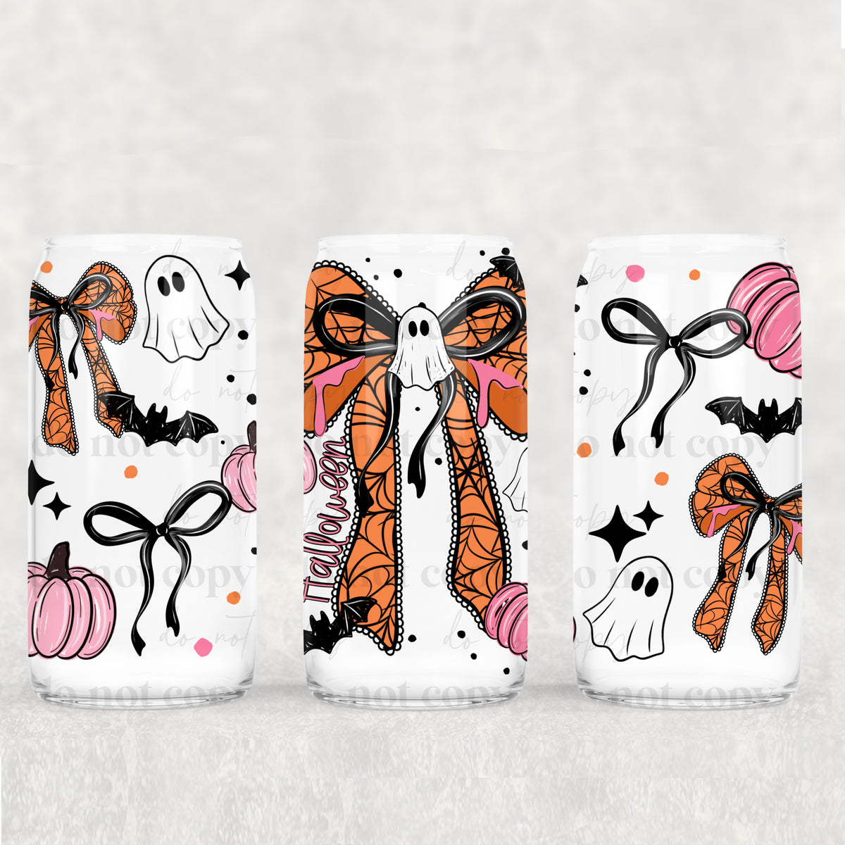 Halloween bow 16oz Glass Wrap