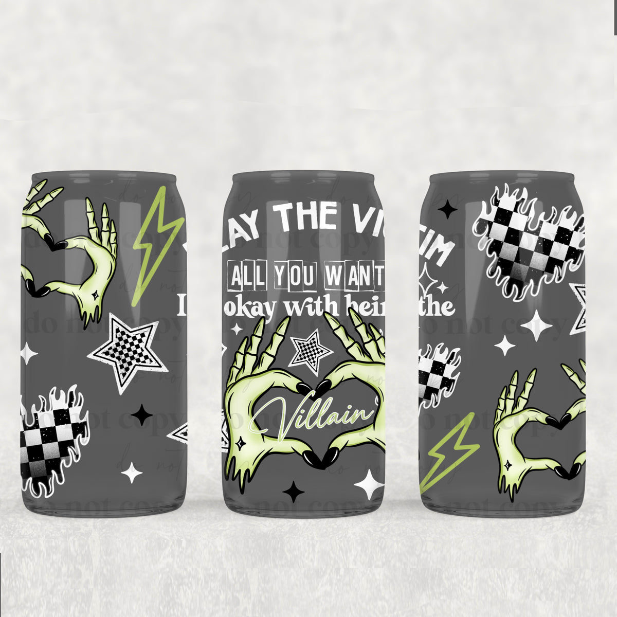 Play The Victim 16oz Glass Wrap