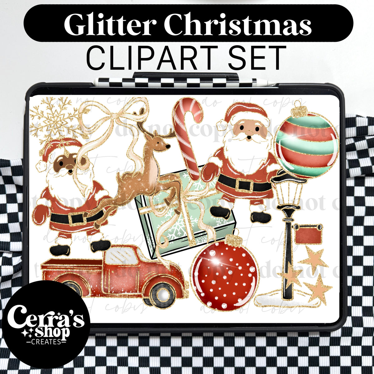 Glittery Christmas Clipart set