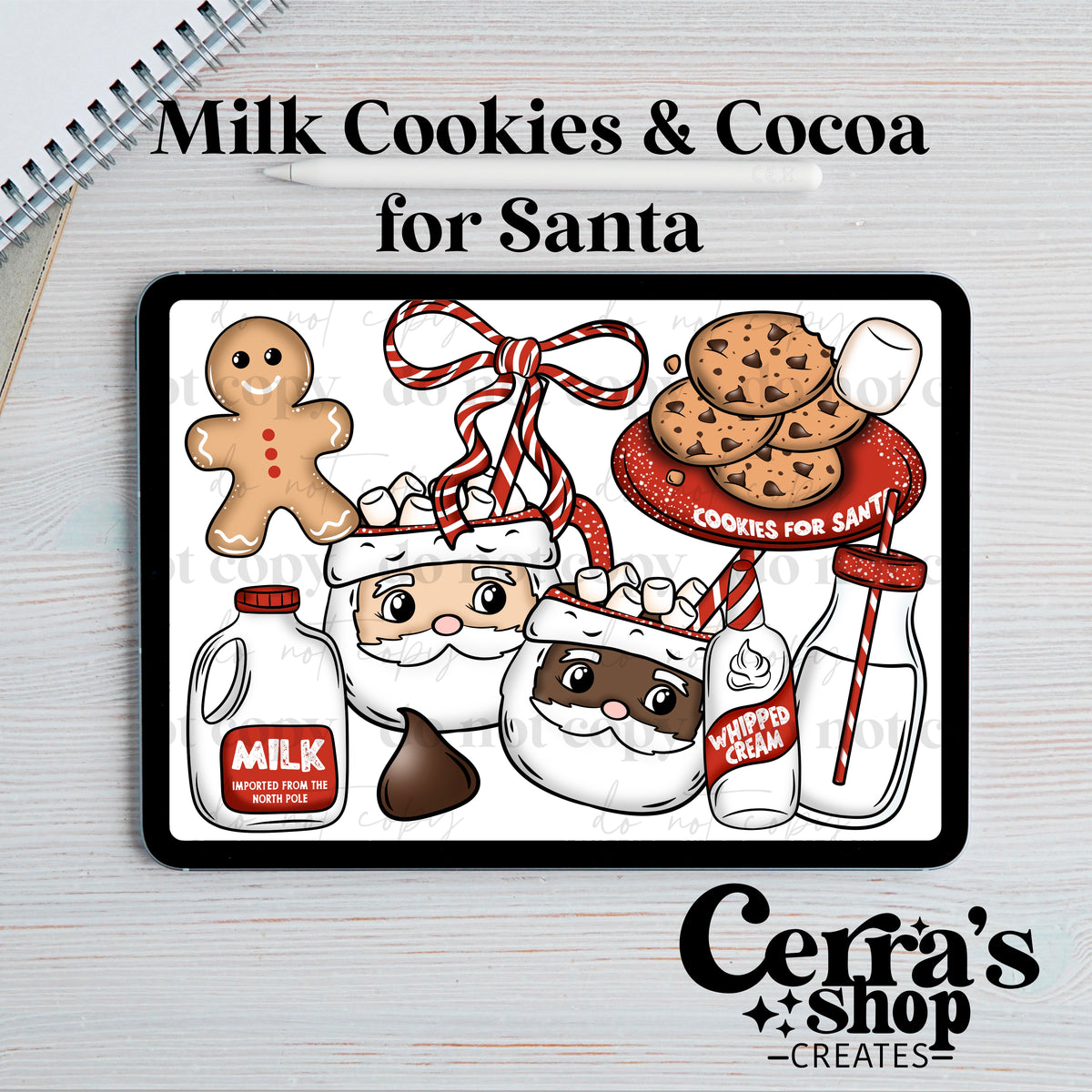 Milk Cookies and Cocoa For Santa Clipart set