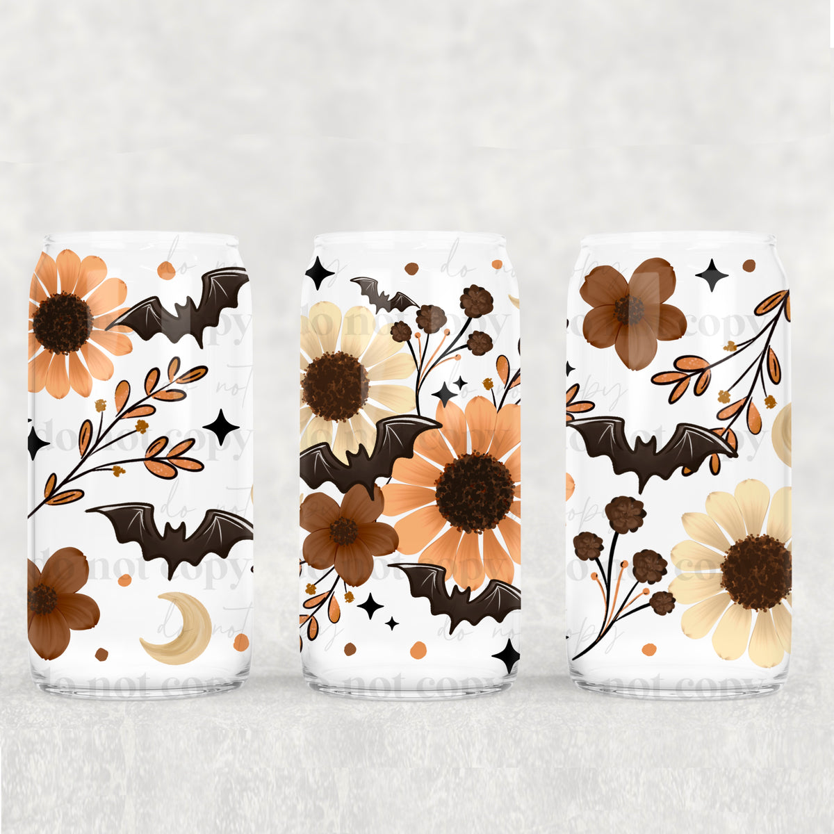 Bat florals 16oz Glass Wrap