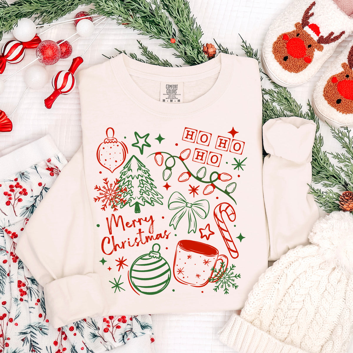 2 Color Christmas Doodles PNG