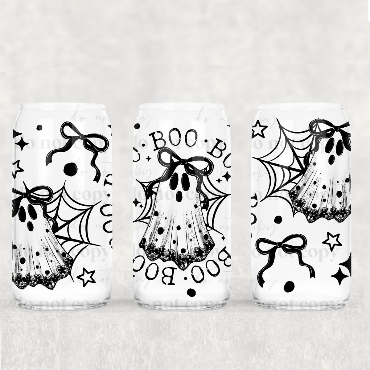Boo Lace Ghost 16oz Glass Wrap