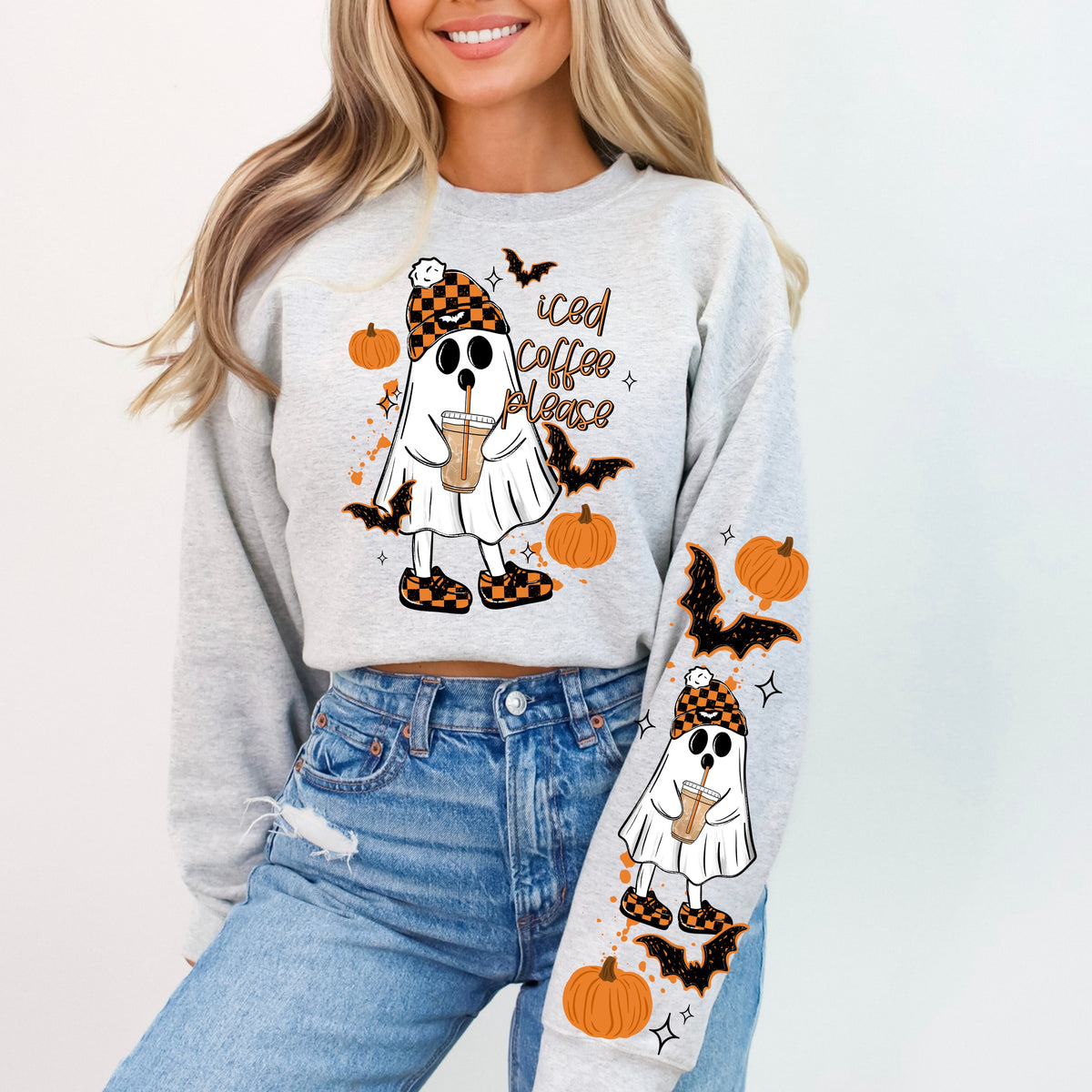 Iced coffee please ghost w/ Sleeves PNG
