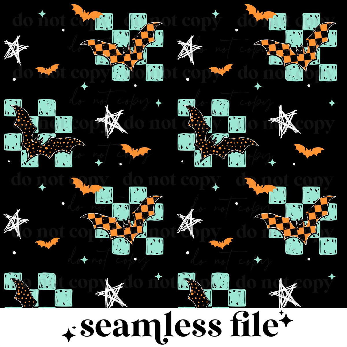 Teal Checker Bats Seamless