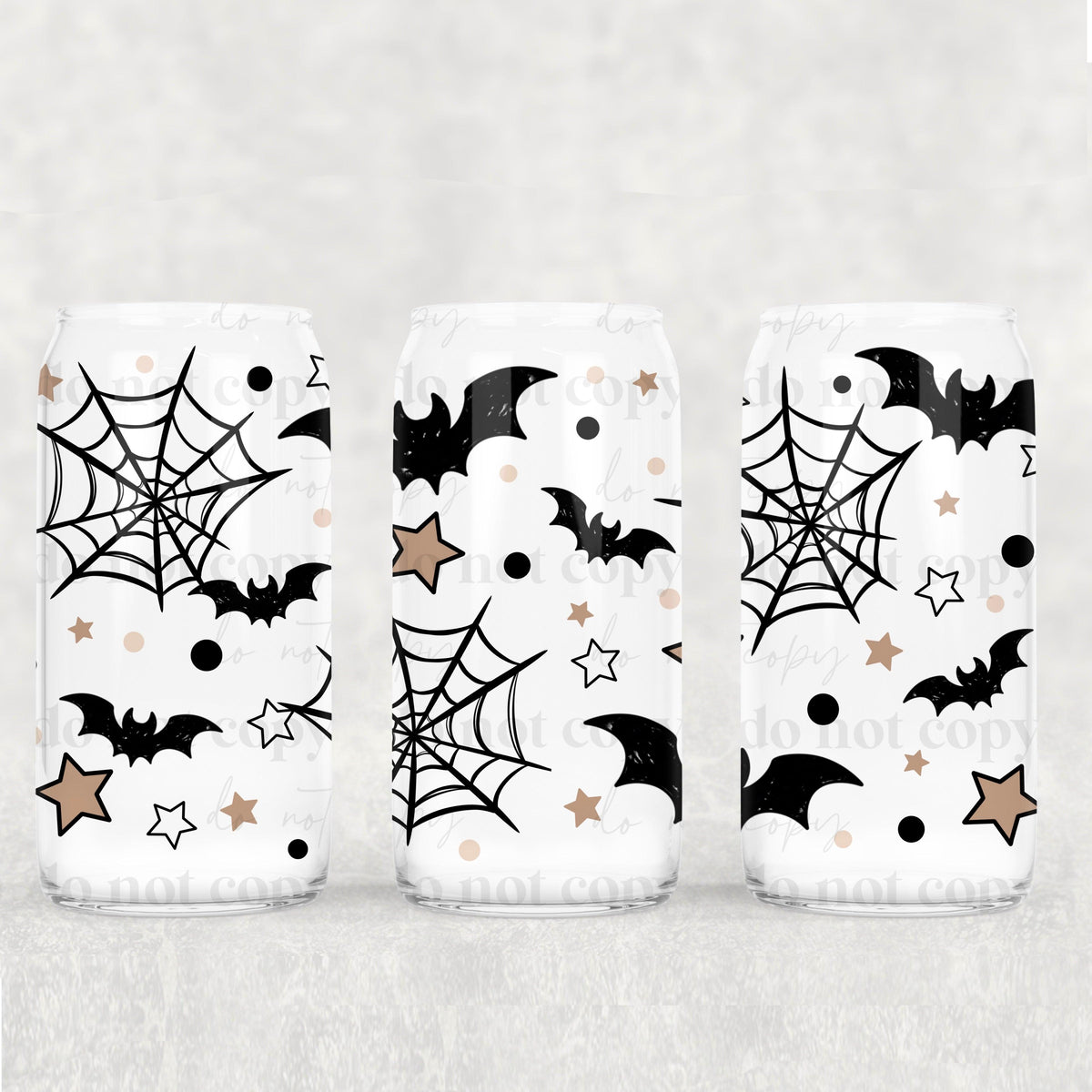 Star and bat accents 16oz Glass Wrap (white and black versions)