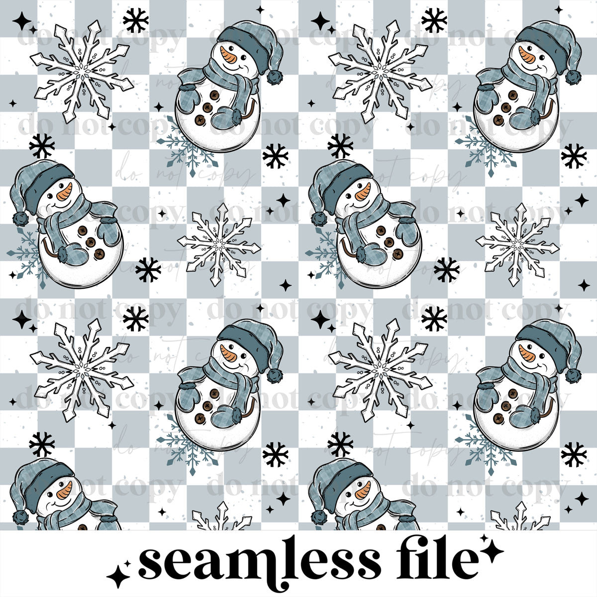 Blue Snowman Seamless