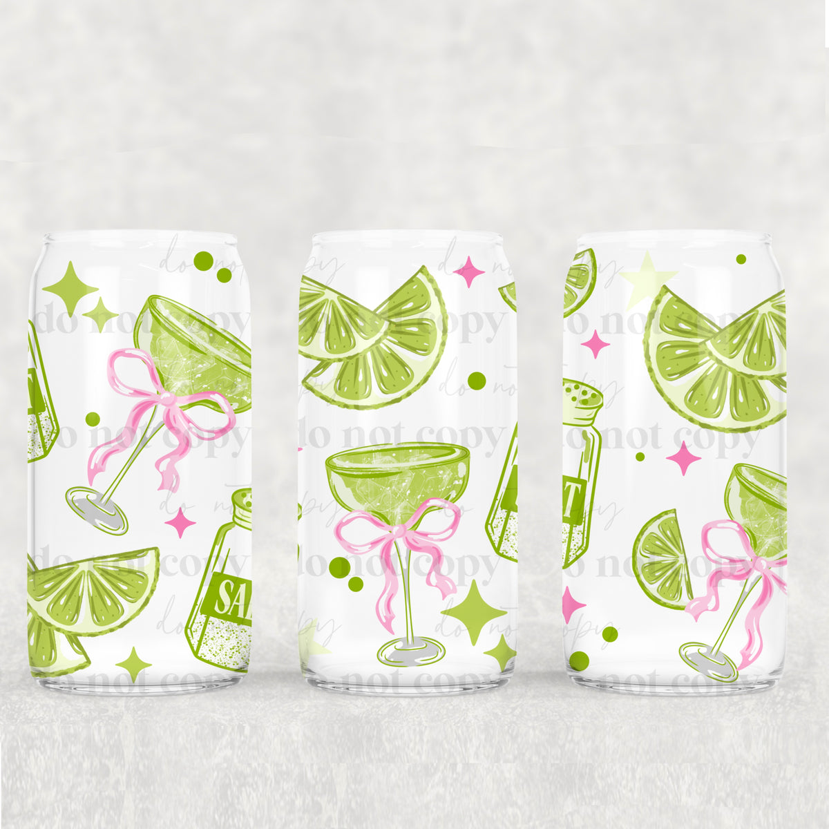 Margaritas and bows 16 Oz Glass Wrap