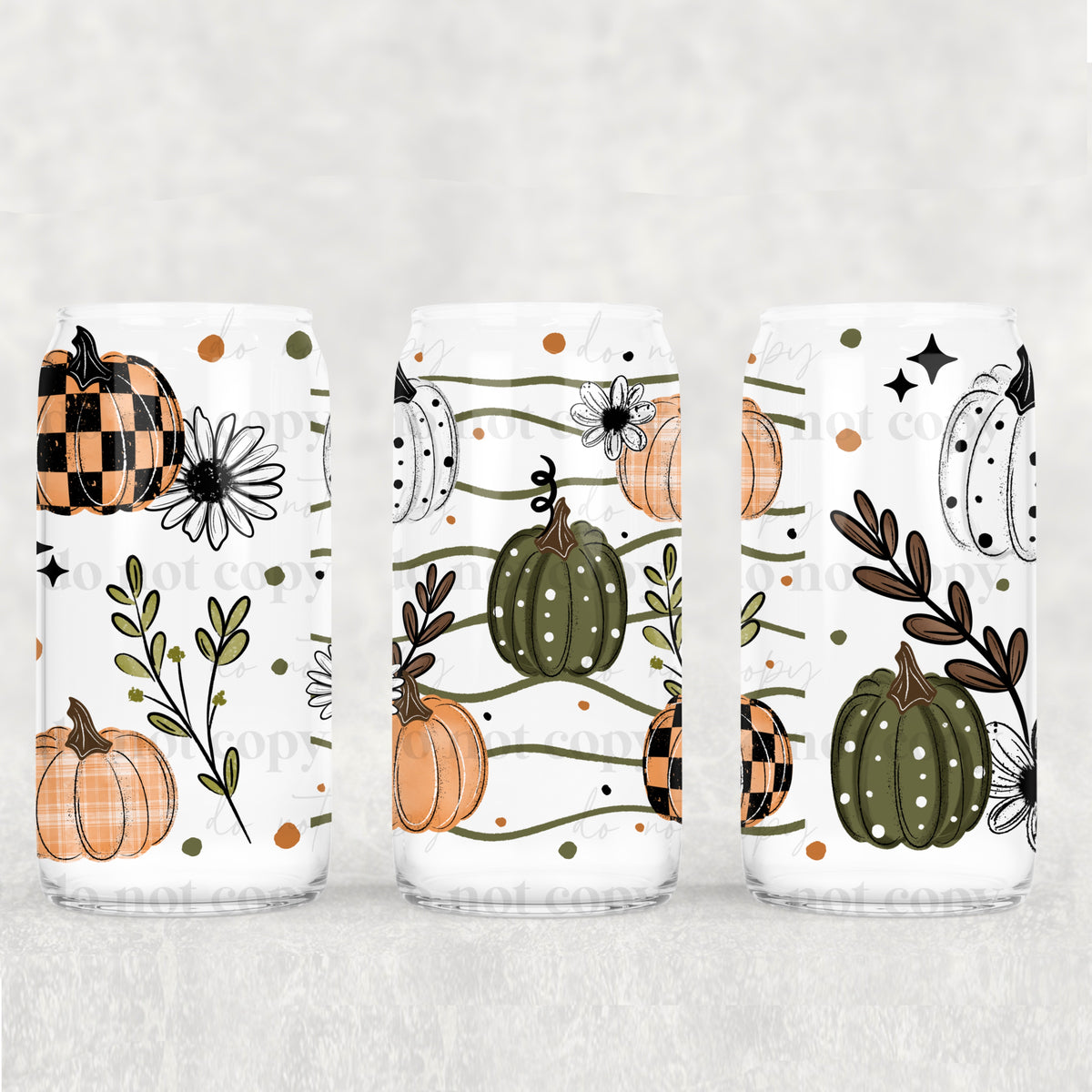 Pumpkins and Wavy Lines 16oz Glass Wrap